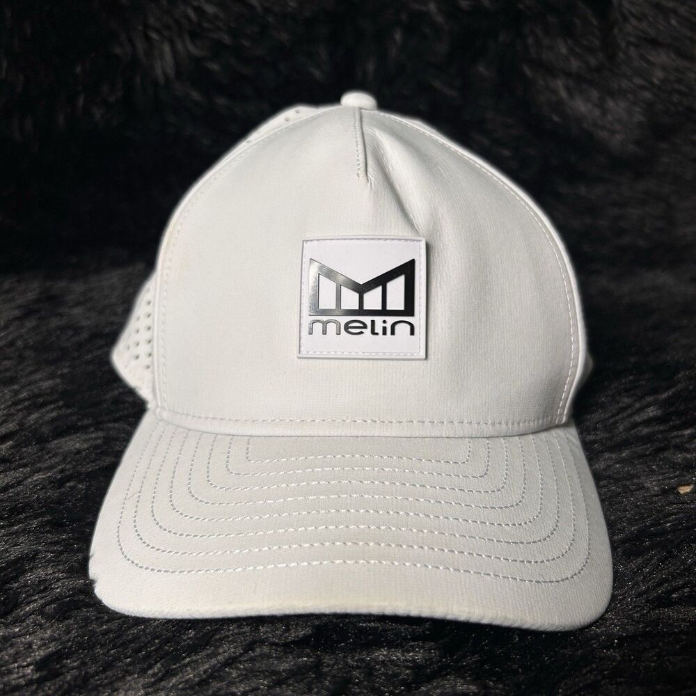 Melin Odyssey Hydro Stacked Hat Cap Snap Back Men CL White Mesh Performance